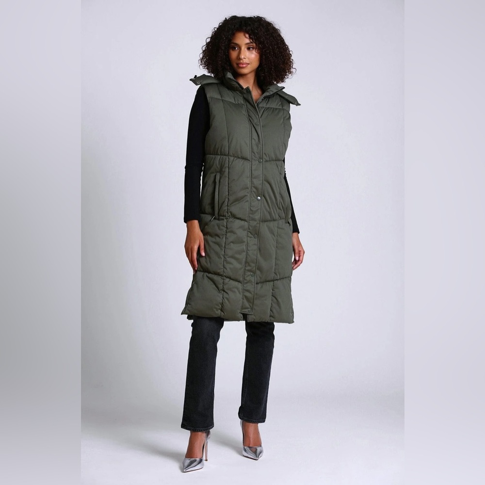 NWT AVEC LES FILLES THERMALPUFF HOODED LONGLINE PUFFER VEST - Size Large